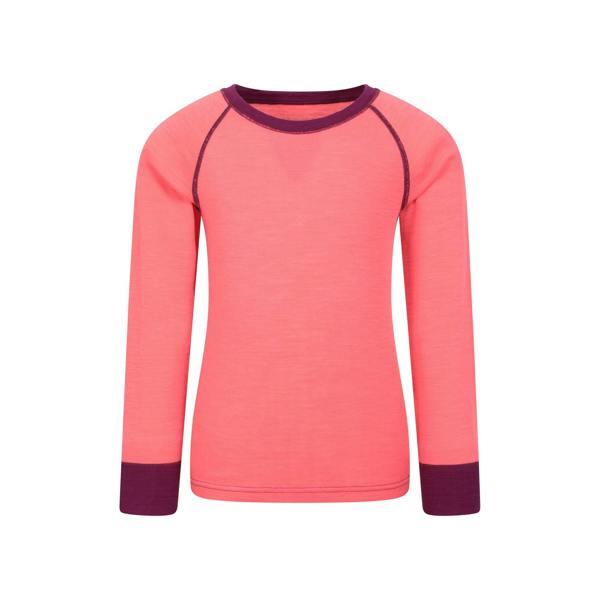 Mountain Warehouse Childrens/Kids Merino II Round Neck Base Layer Top - Bright Pink - 