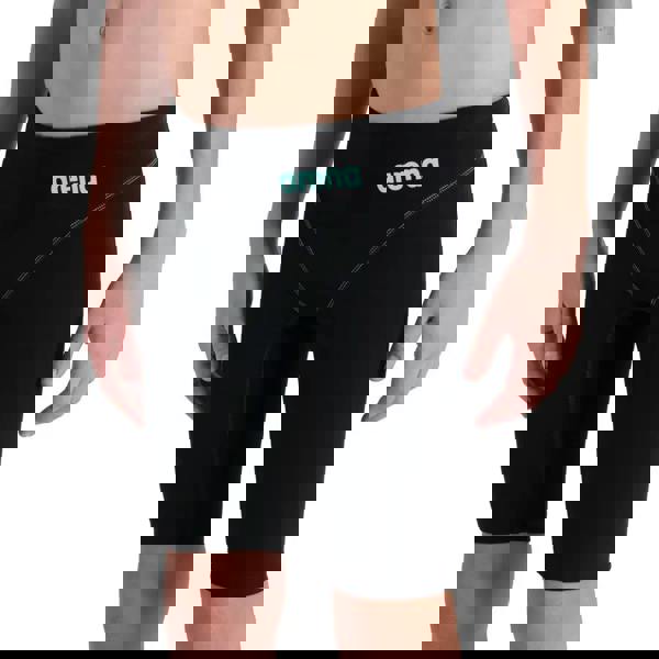 Arena Boys Powerskin Impulso black swim shorts with teal logo