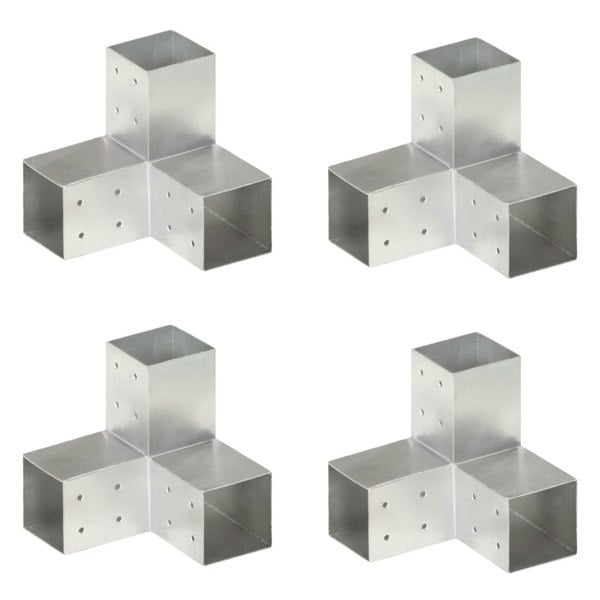 Berkfield Post Connectors 4 pcs Y Shape Galvanised Metal 81x81 mm