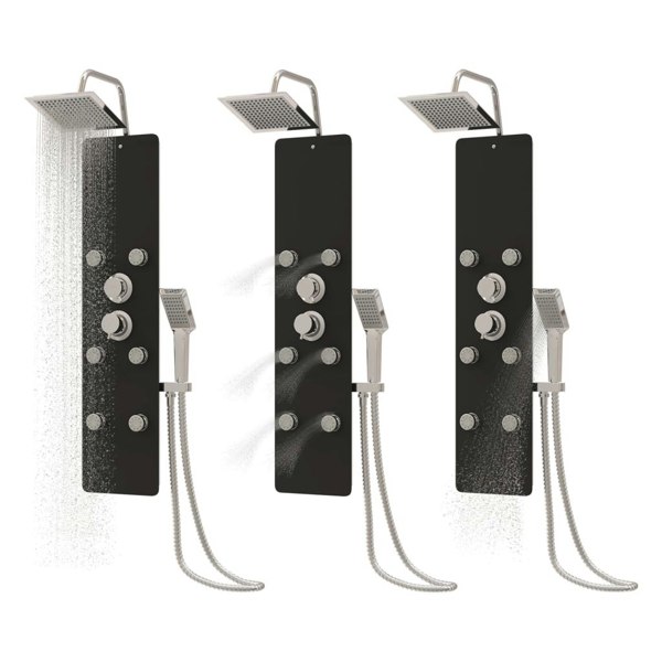 Berkfield Shower Panel Unit Glass 25x47.5x130 cm Black