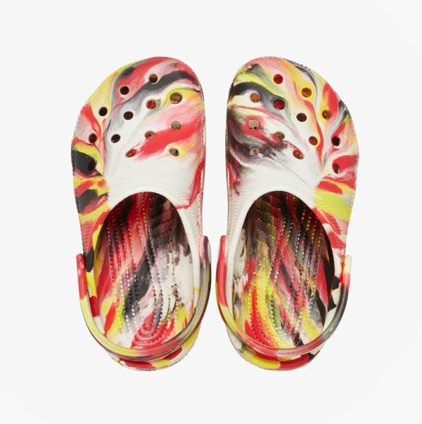 Crocs 210718-6WE GLOW-IN-THE-DARK MARBLED Unisex Kids Classic Clogs Varsity Red/Multi