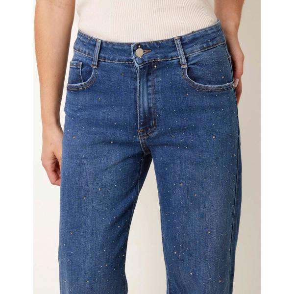 Blue Vanilla Diamante Stud Wide Leg Jeans