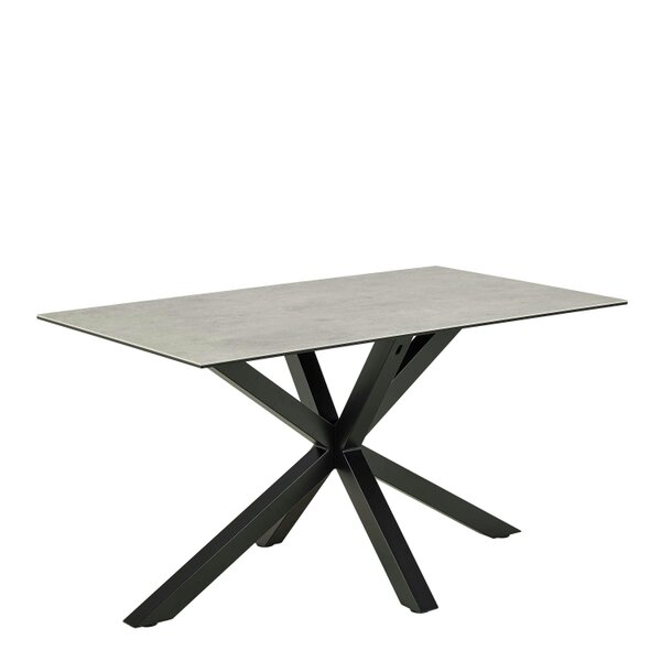 Wyld Haus Perth 135cm 4 Seater Grey Ceramic Dining Table Industrial Black Metal Legs