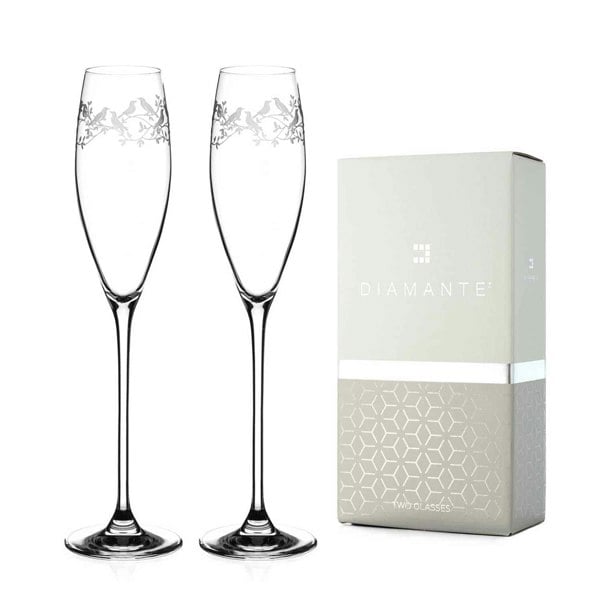 Diamante Birdsong Champagne Flutes - Set of 2