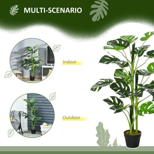 Wyld Haus Nalale Lumo Set Of 2 Artificial Monstera Style Trees With Cheese Leaf Design And Pots