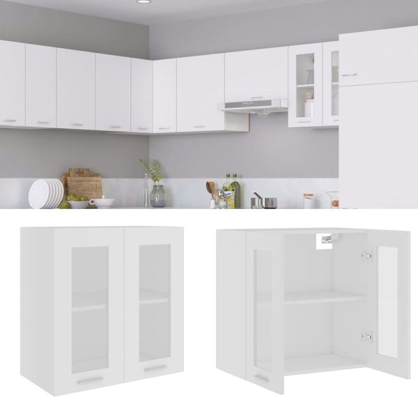 Berkfield Hanging Glass Cabinet White 60x31x60 cm Engineered Wood
