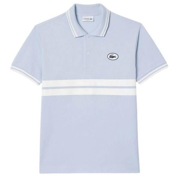 Lacoste Mens Badge Classic Polo Shirt - Blue/White - 