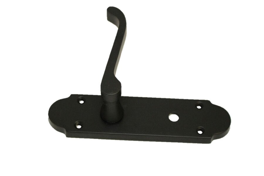 EDH Door Hardware Matt Black Victorian Scroll Bathroom Door Handles With Sash Lock Epsom Pack