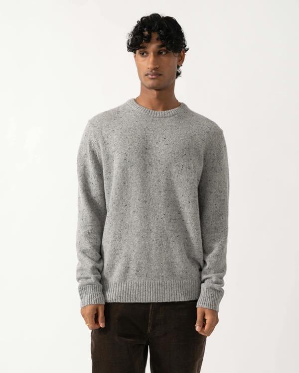 GANT Mens Wool Blend Neps Crew Neck Sweater - 93 Grey Melange