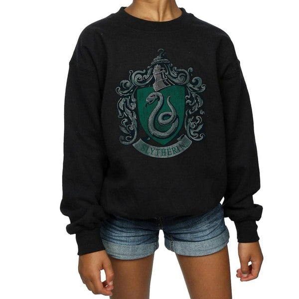 Harry Potter Girls Slytherin Cotton Sweatshirt - Black