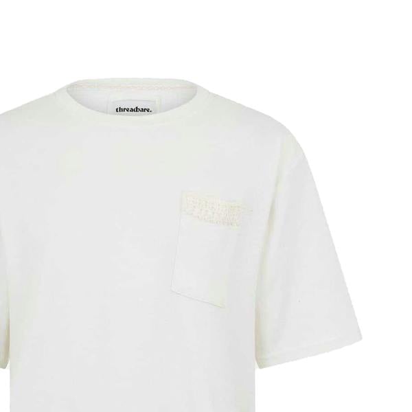 Threadbare Mens Dunedin Textured Knit Regular T-Shirt - Ecru - 