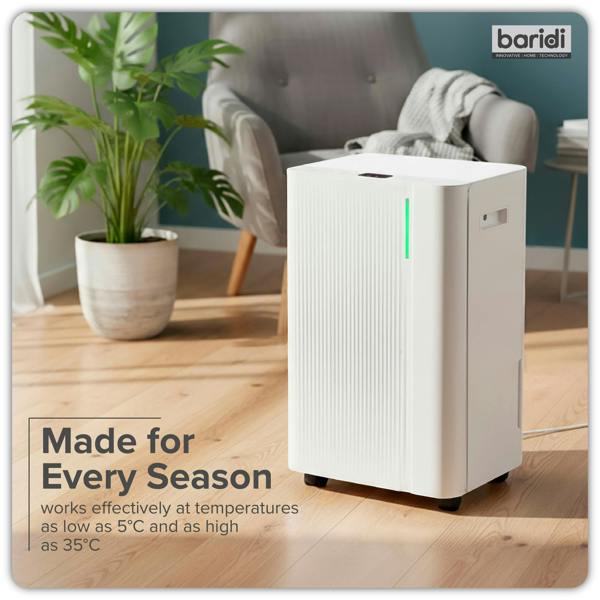 Dellonda Baridi Dehumidifier with Digital Display & 24hr Timer 12L White - DH147