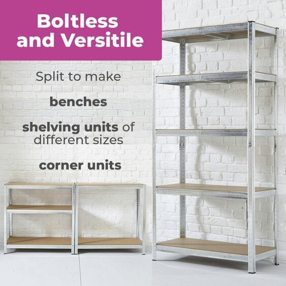 Neo Large Galvanised 5 Tier Shelving