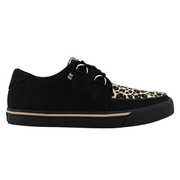 TUK Footwear TUK Pointed Creeper Sneaker Black Leopard Canvas Platform Shoes - A9180