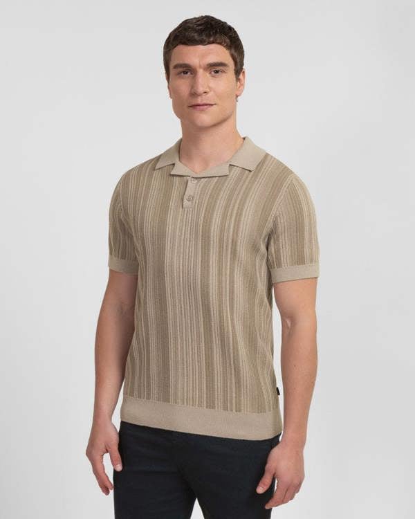Steel & Jelly Epping - Stripe Knitted Polo Shirt