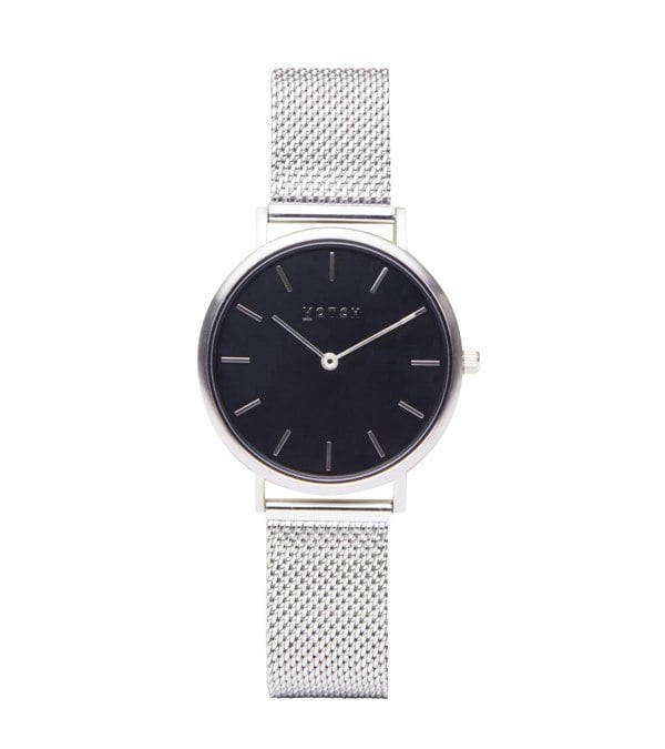 Votch Silver & Silver with Black Watch | Mesh Petite