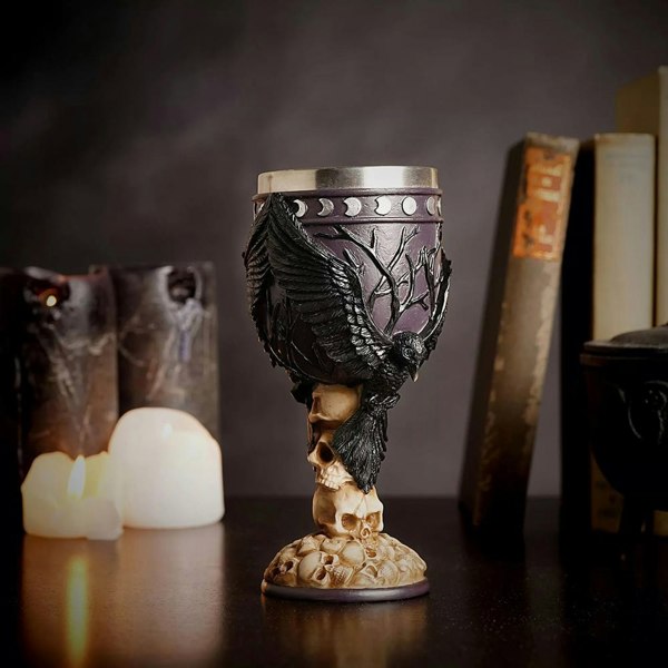 T. H. Baker Mystic Legends Crow And Skulls Goblet Gift 69716