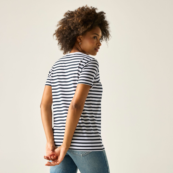 Regatta Womens Bayletta Striped T-Shirt - White/Navy
