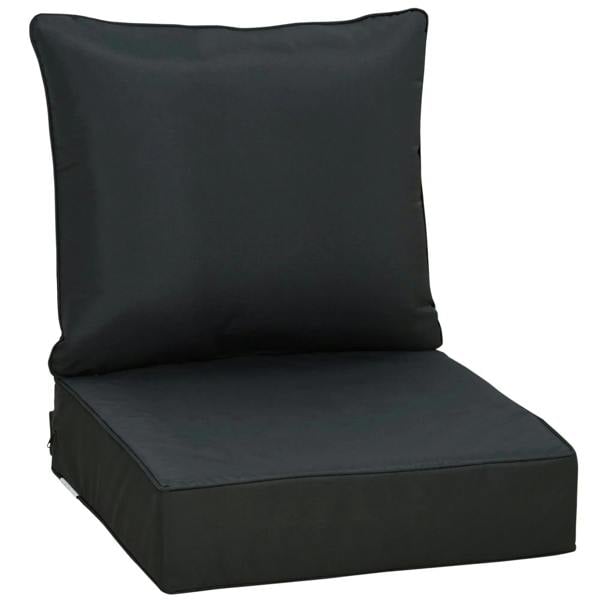 Black outdoor seat and back cushion set with thick square seat and matching back