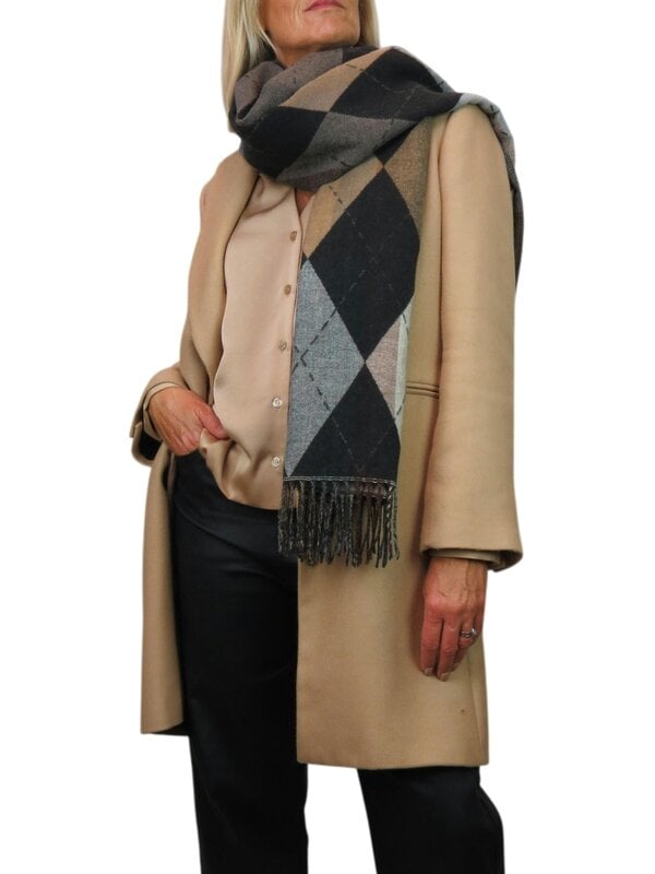 Paulo Due Wool Blend Reversible Argyle Pashmina Scarf