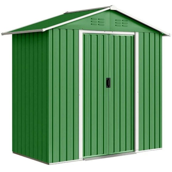 6.5 x 3.5ft Metal Garden Storage Shed - Green