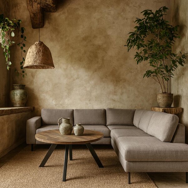 Wyld Haus San Sebastian Right Hand Corner Sofa Upholstered Light Grey Fabric