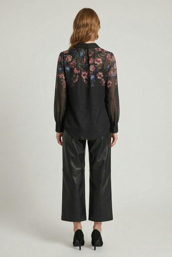 Izabel London Floral Sheer Layered Long Sleeve Shirt