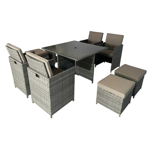 Furniture One Aluminium Garden Furniture Sets,  Patio Corner Sofa Set with Cushion, Aluminium Coffee Table, Aluminium Frame Conversation Set