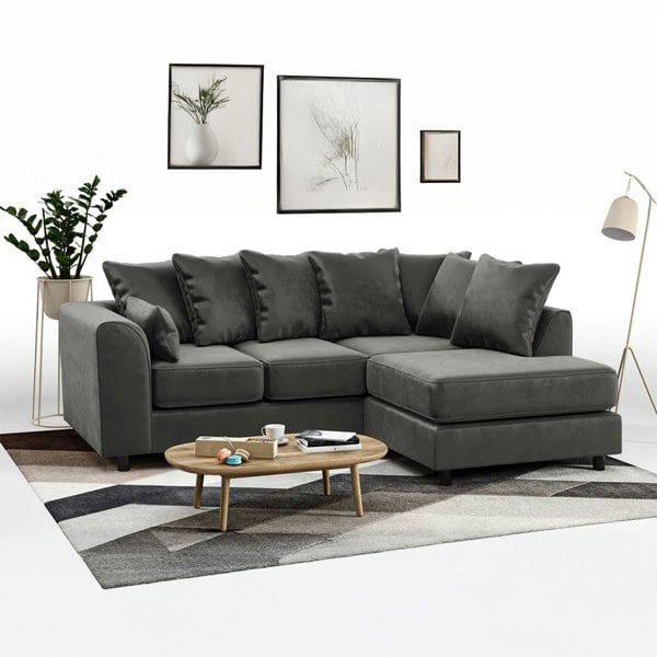Furnishings For Less Brooklyn Full Foam Plush Velvet Corner Sofa