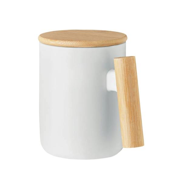 MidOcean Majest Porcelain 380ml Mug With Lid - White - 