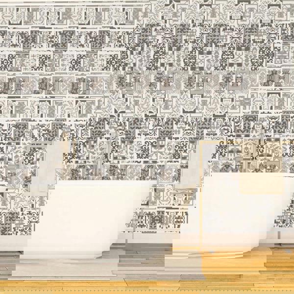 WT1570 - Noor Light Brown and Beige Mediterranean Wall Tile Sticker Set - 15 cm x 15 cm - 24 pcs