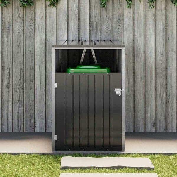 Metal Outdoor Bin Shed for 1/2/3/4 Trash Bins Living and Home 