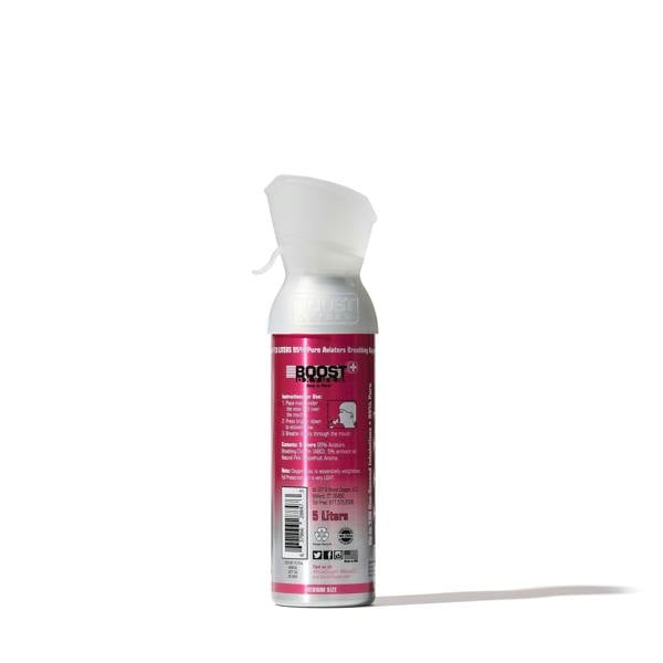 Boost Pink Grapefruit 5L - 95% Pure Oxygen Canister, 100 x 1 - second Inhales for Energy & Focus - SunVit - D3