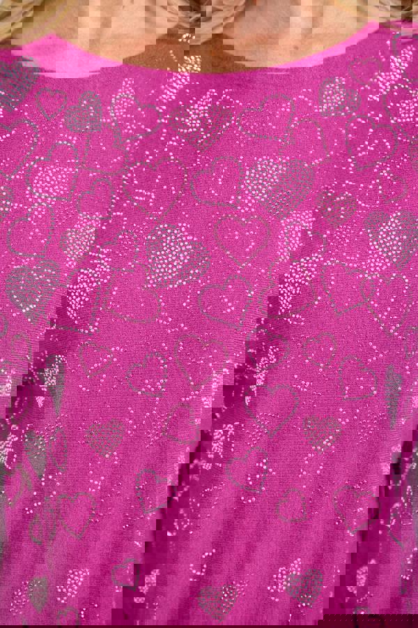 Heart Diamanté Embellished Batwing Pocket Jumper