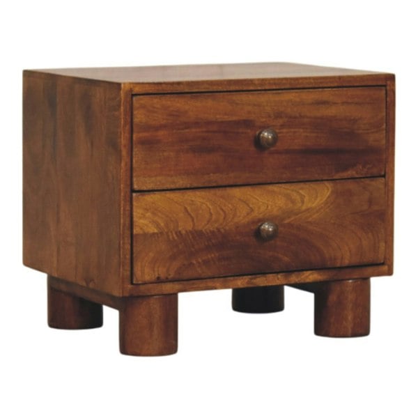 Artisan Furniture Solid Wood Tula 2 Drawer Chestnut Nightstand