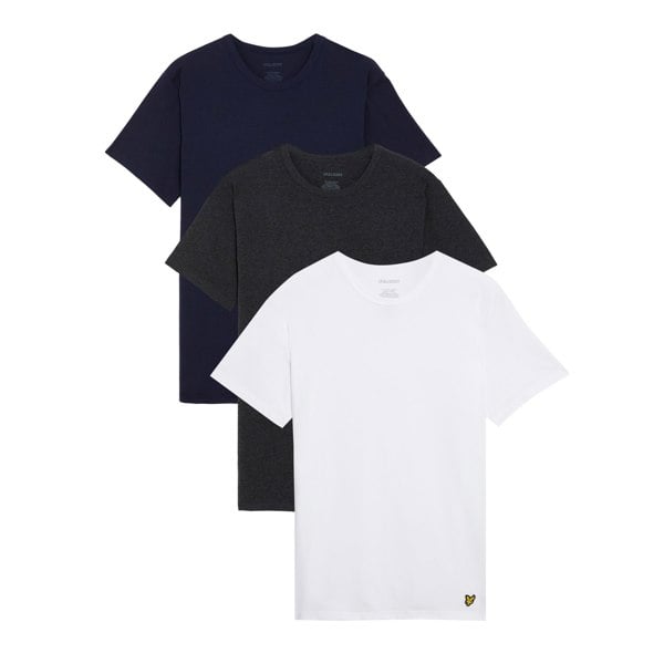 Lyle & Scott Mens Basic T-Shirt (Pack of 3) - White/Charcoal Marl/Peacoat