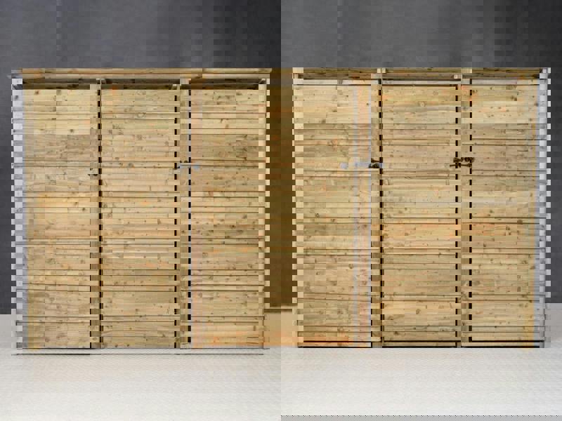 Arbor Garden Solutions Wooden Log Store (Roof Sloping Back) with Doors W-335cm, H-126cm or 180cm, D-88cm