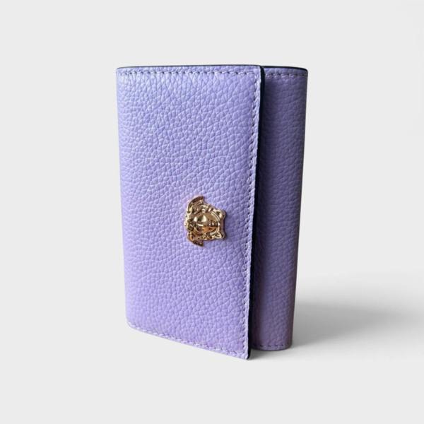 Versace Medusa Head Business Card Holder Leather Purple