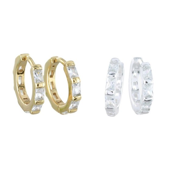 Sparkling Baguette Hoop Earrings - Reeves & Reeves