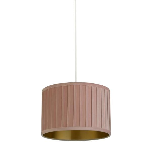 Lighting Collection PLEATED VELVET BLUSH PINK SHADE WITH METALLIC GOLD INNER (30