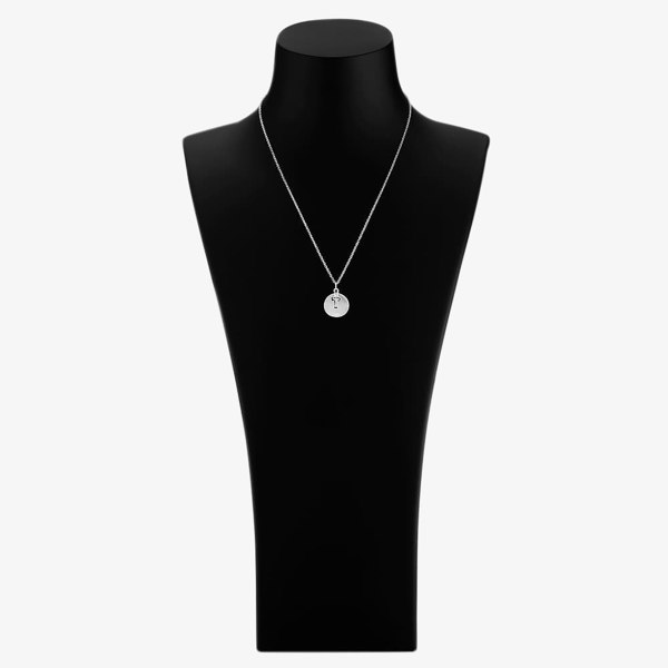 T. H. Baker Engravables- Silver Plain Disc and Cross Pendant P-4078