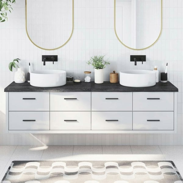 Berkfield Bathroom Countertop Dark Grey 200x60x4 cm Treated Solid Wood