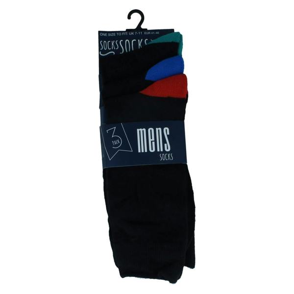 RJM Mens RJM 3 pack Contrast Heel & Toe Socks SK173