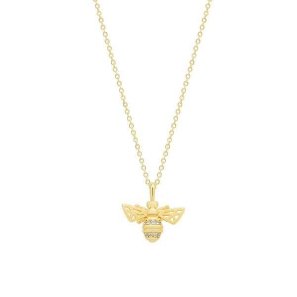Spero London Matte Bumble Bee Sterling Silver Necklace