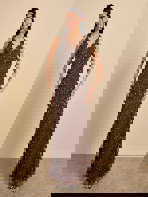 GWD Raine Embellished Sleeveless Brown Maxi Dress