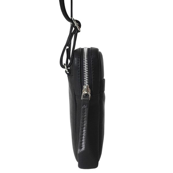 Assots London 'LEO' Black Nappa Real Leather Crossbody Mobile Phone Bag