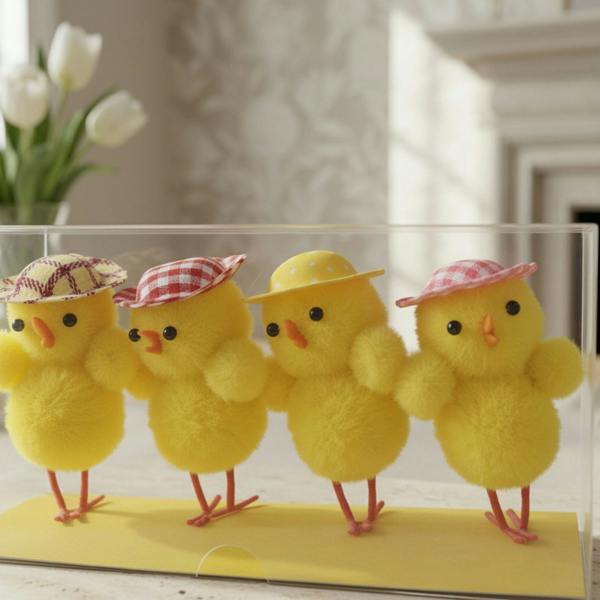 Garden Greatness Set of Four Decorative Chicks with Hats