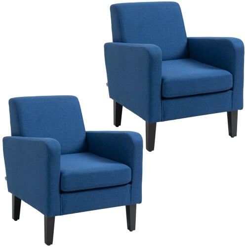 Wyld Haus Lita Ralo Set Of 2 Blue Modern Accent Chairs With Black Legs