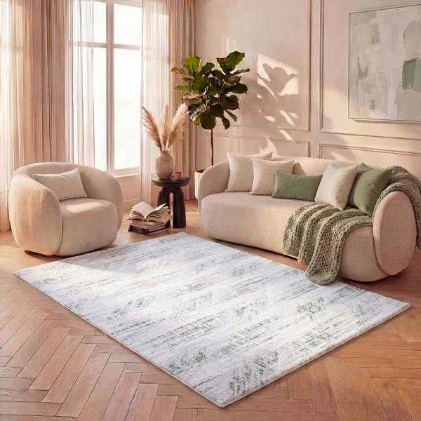 abstract design carmel green rug, non-shedding, anti-static, cozy home rug, durable and soft pile.