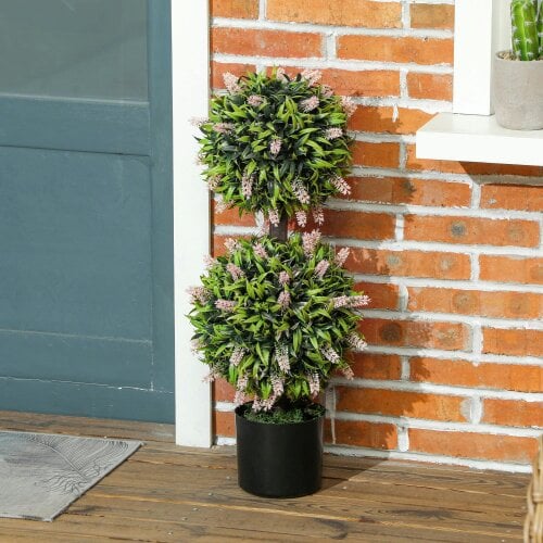 Wyld Haus Nosu Set Of 2 Artificial Lavender Flower Ball Trees In Pots 70cm Pink